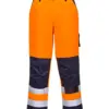 Portwest TX51 Lyon Hi-Vis Contrast Work Trousers in Orange/Navy