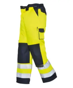 Portwest TX51 Lyon Hi-Vis Contrast Work Trousers in Yellow/Navy