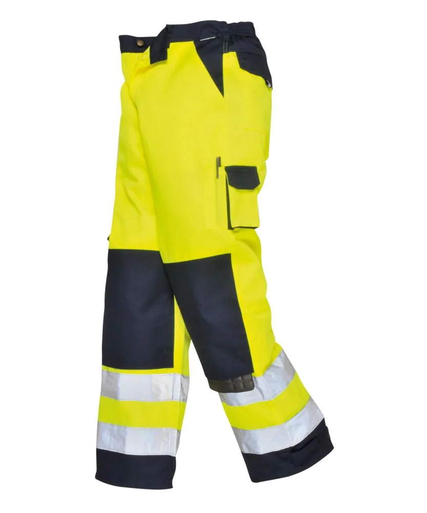 Portwest TX51 Lyon Hi-Vis Contrast Work Trousers in Yellow/Navy