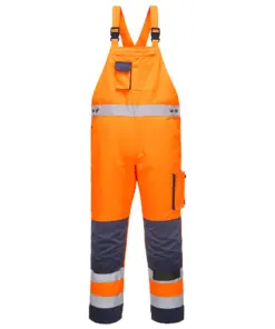 Portwest TX52 Dijon Hi-Vis Contrast Work Bib and Brace in Orange/Navy