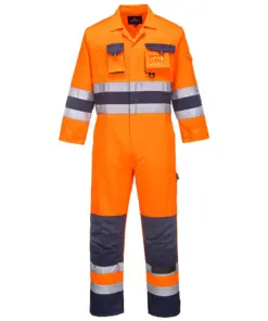 Portwest TX55 Nantes Hi-Vis Contrast Work Coverall in Orange/Navy