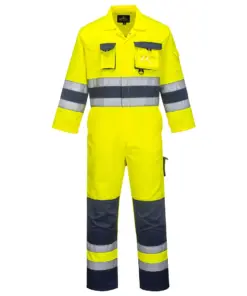 Portwest TX55 Nantes Hi-Vis Contrast Work Coverall in Yellow/Navy