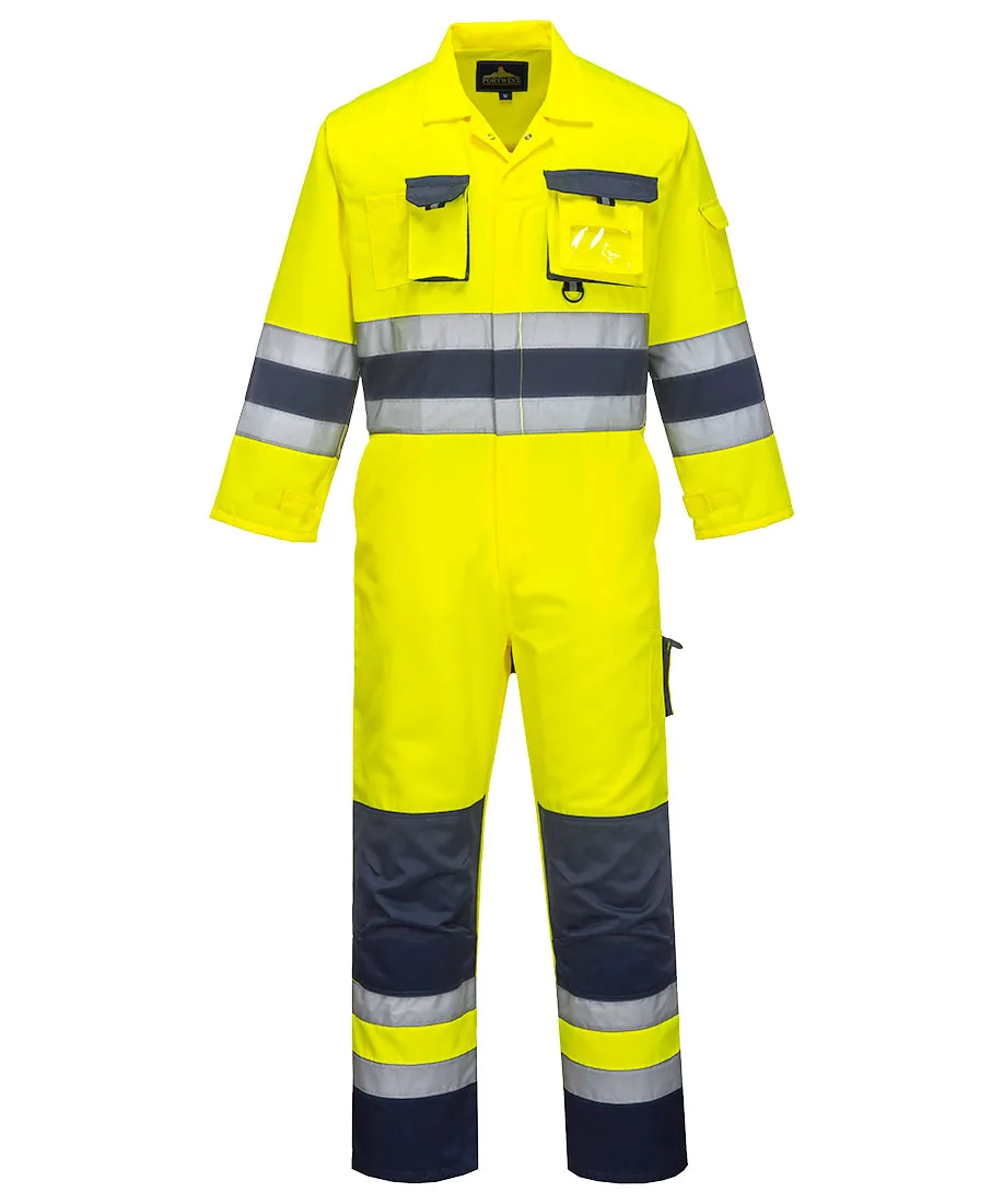 Portwest TX55 Nantes Hi-Vis Contrast Work Coverall in Yellow/Navy