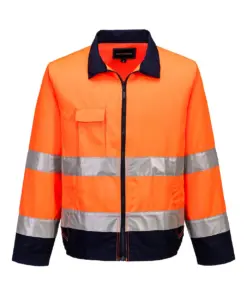 Portwest TX70 Madrid Hi-Vis Contrast Bomber Jacket in Orange/Navy