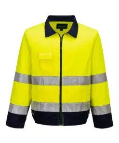 Portwest TX70 Madrid Hi-Vis Contrast Bomber Jacket in Yellow/Navy