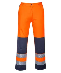 Portwest TX71 Seville Hi-Vis Contrast Work Trousers in Orange/Navy