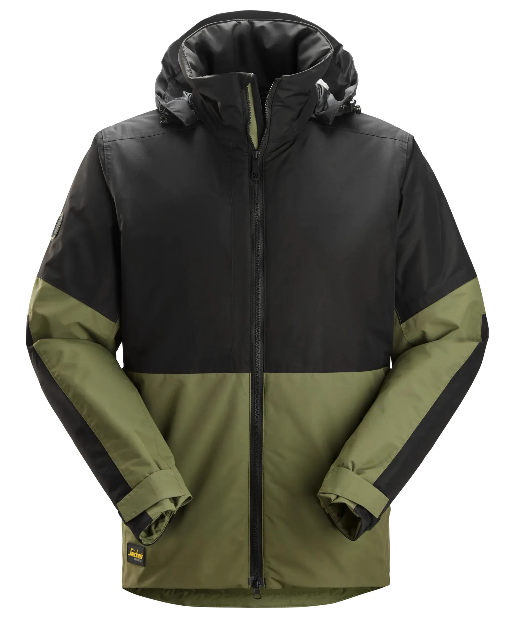 Snickers 1104 AllroundWork Waterproof Insulated Jacket in Khaki Green/Black