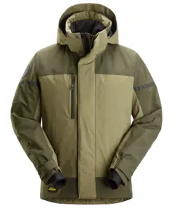 Snickers 1112 AllroundWork Waterproof Insulated Jacket in Khaki Green/Dark Khaki Green