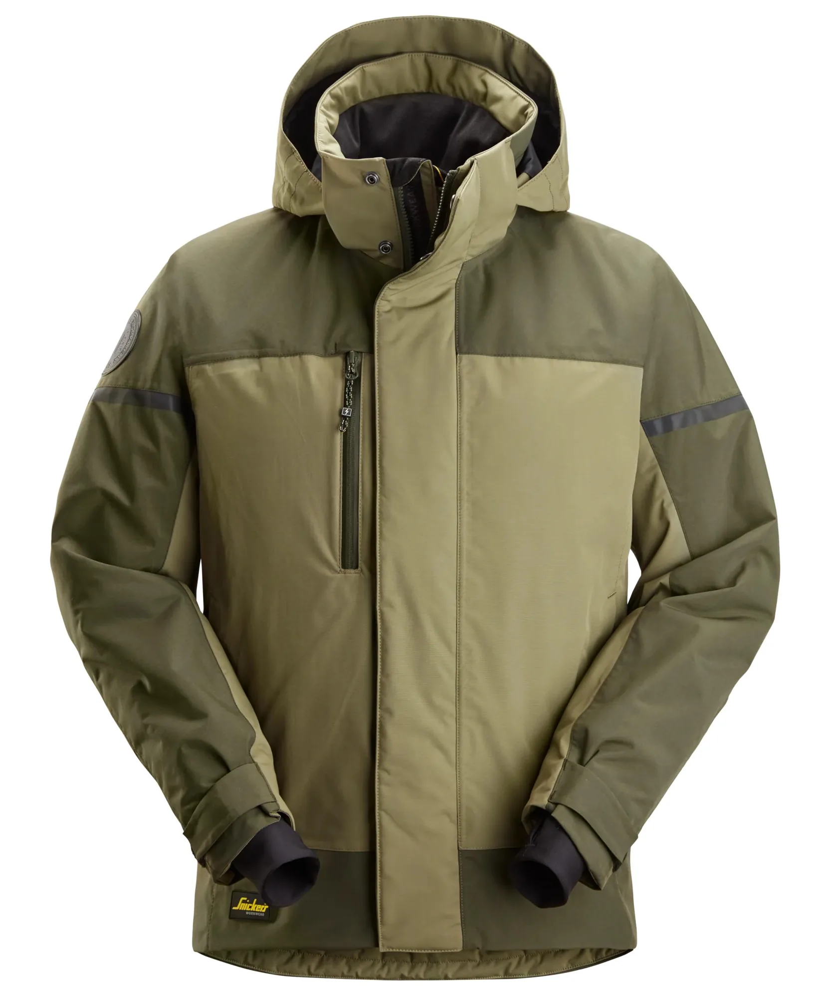 Snickers 1112 AllroundWork Waterproof Insulated Jacket in Khaki Green/Dark Khaki Green
