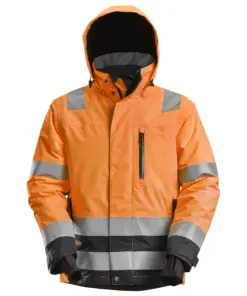 Snickers 1132 High-Vis Class 3 Waterproof 37.5® Insulated Jacket in High Visibility Orange/Black