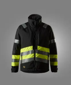 Snickers 1134 High-Vis Class 1 Winter Jacket in Black/High Visibility Yellow
