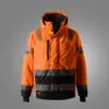 Snickers 1139 High-Vis Class 3 Waterproof Stretch Jacket in High Visibility Orange/Black