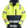 Snickers 1162 ProtecWork Waterproof Insulated Hood Jacket High-Vis Class 3 in High Visibility Yellow/Navy