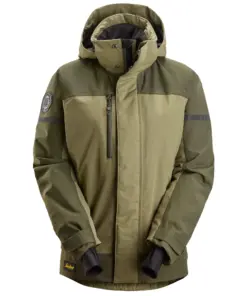 Snickers 1177 AllroundWork Women's Waterproof Insulated Jacket in Khaki Green/Dark Khaki Green