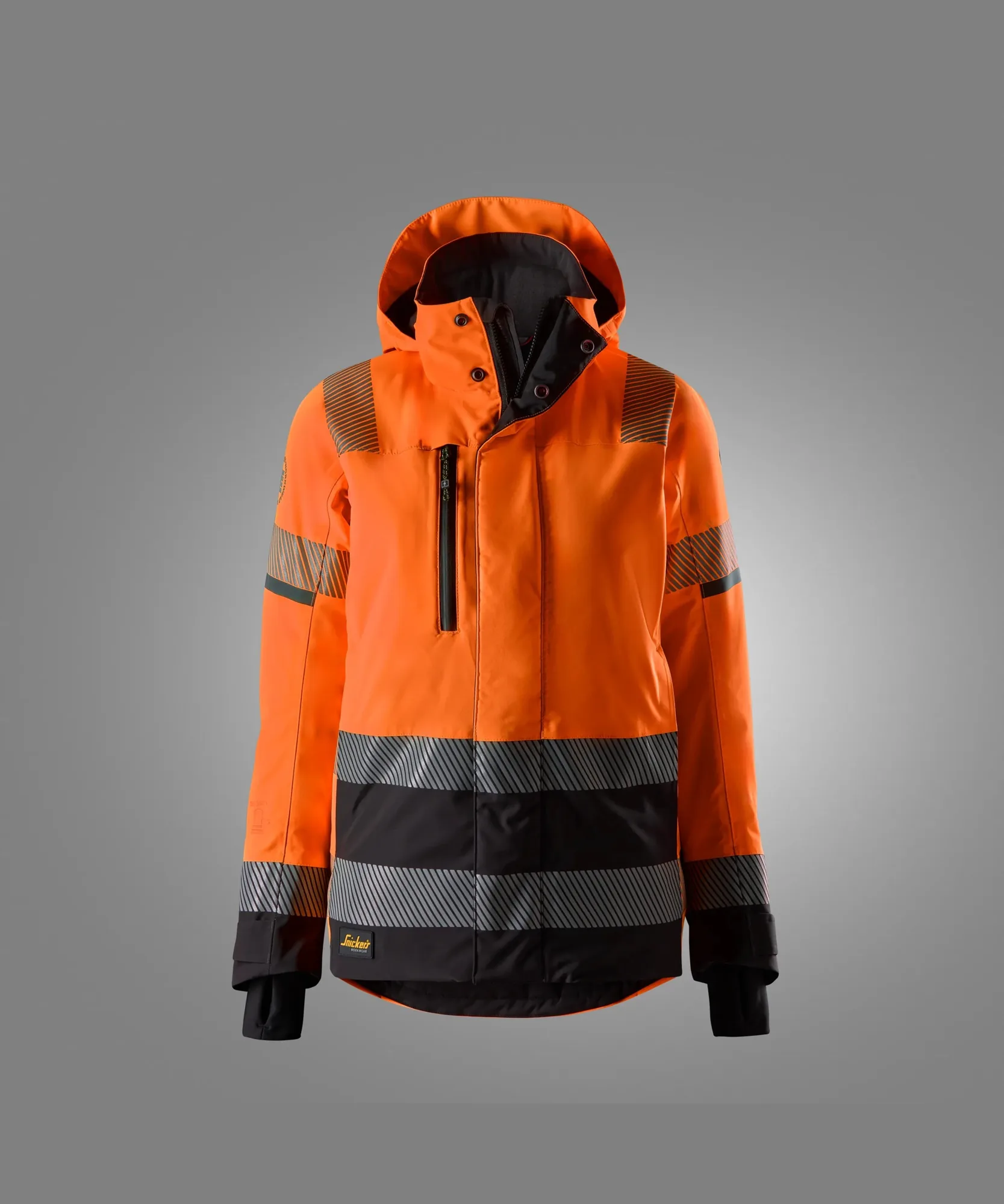 Snickers 1179 High-Vis Class 2/3 Women's Waterproof Stretch Jacket in High Visibility Orange/Black