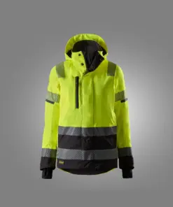 Snickers 1179 High-Vis Class 2/3 Women's Waterproof Stretch Jacket in High Visibility Yellow/Black