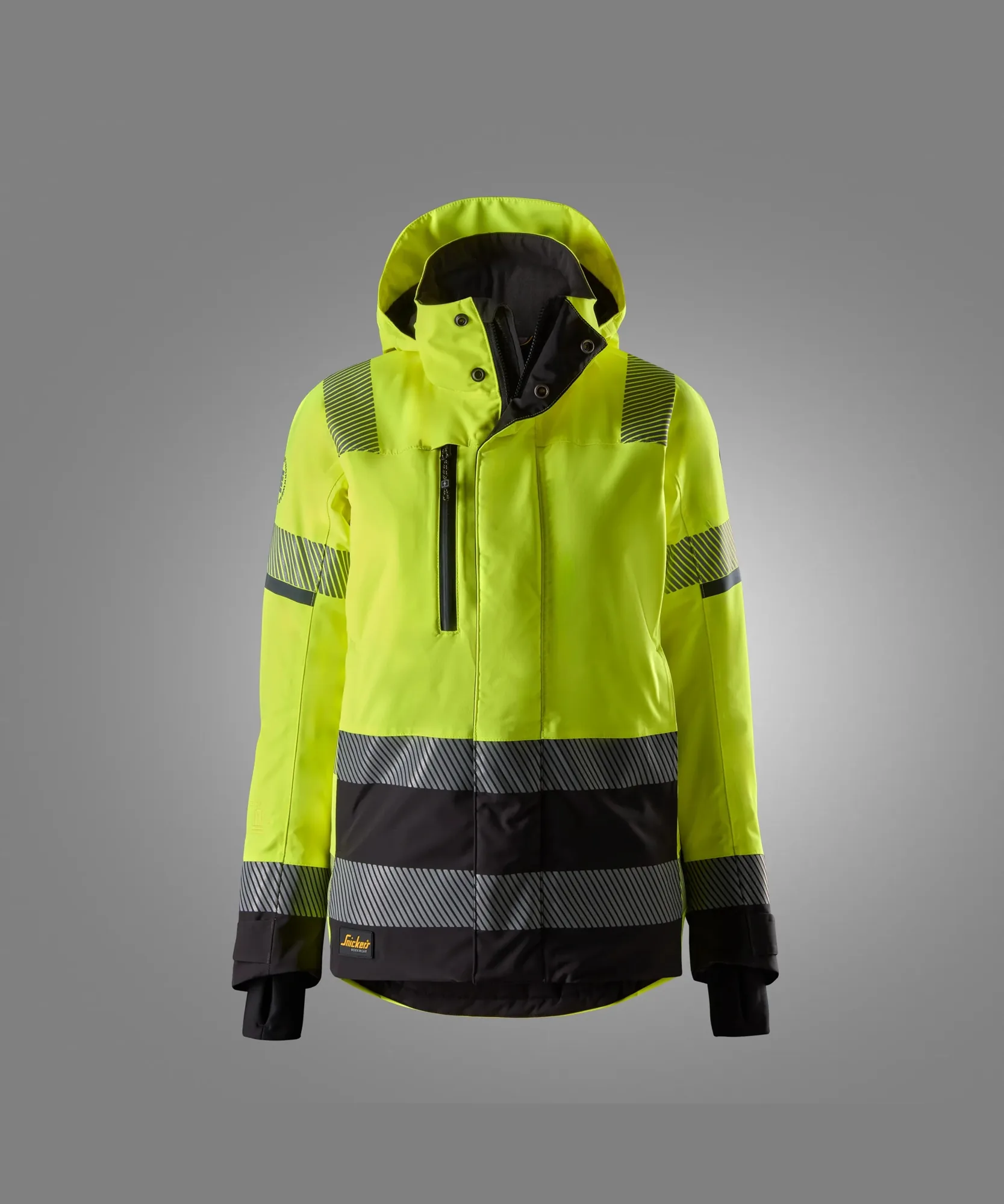 Snickers 1179 High-Vis Class 2/3 Women's Waterproof Stretch Jacket in High Visibility Yellow/Black