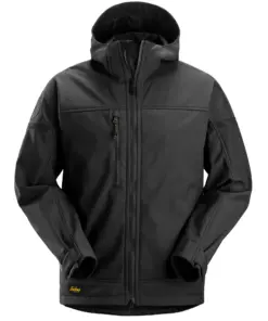 Snickers 1226 AllroundWork Hooded Softshell Stretch Jacket in Black/Black