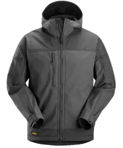 Snickers 1226 AllroundWork Hooded Softshell Stretch Jacket in Steel Grey/Dark Steel Grey