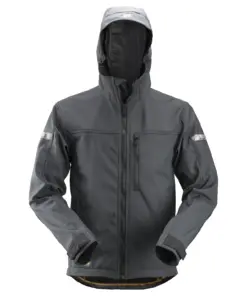 Snickers 1229 AllroundWork Softshell Jacket with Hood in Steel Grey/Black
