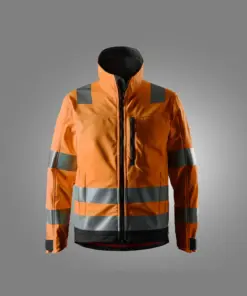 Snickers 1230 High-Vis Class 3 Softshell Jacket in High Visibility Orange/Black