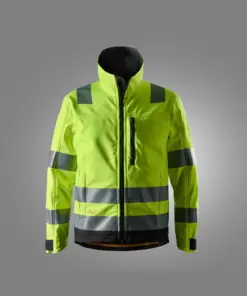 Snickers 1230 High-Vis Class 3 Softshell Jacket in High Visibility Yellow/Black