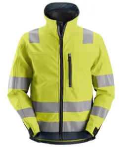 Snickers 1230 High-Vis Class 3 Softshell Jacket in High Visibility Yellow/Navy