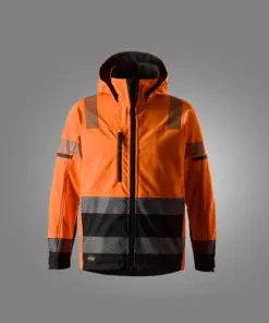 Snickers 1232 High-Vis Class 3 Softshell Jacket in High Visibility Orange/Black