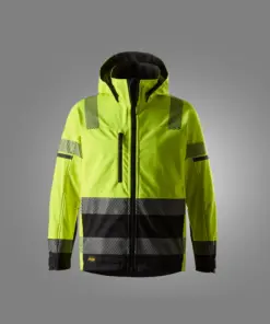 Snickers 1232 High-Vis Class 3 Softshell Jacket in High Visibility Yellow/Black