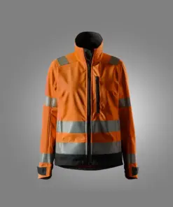 Snickers 1237 High-Vis Class 2/3 Women's Softshell Jacket in High Visibility Orange/Black