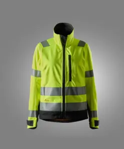 Snickers 1237 High-Vis Class 2/3 Women's Softshell Jacket in High Visibility Yellow/Black