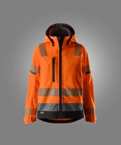 Snickers 1273 High-Vis Class 2/3 Women's Softshell Jacket in High Visibility Orange/Black