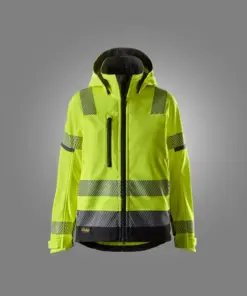 Snickers 1273 High-Vis Class 2/3 Women's Softshell Jacket in High Visibility Yellow/Black