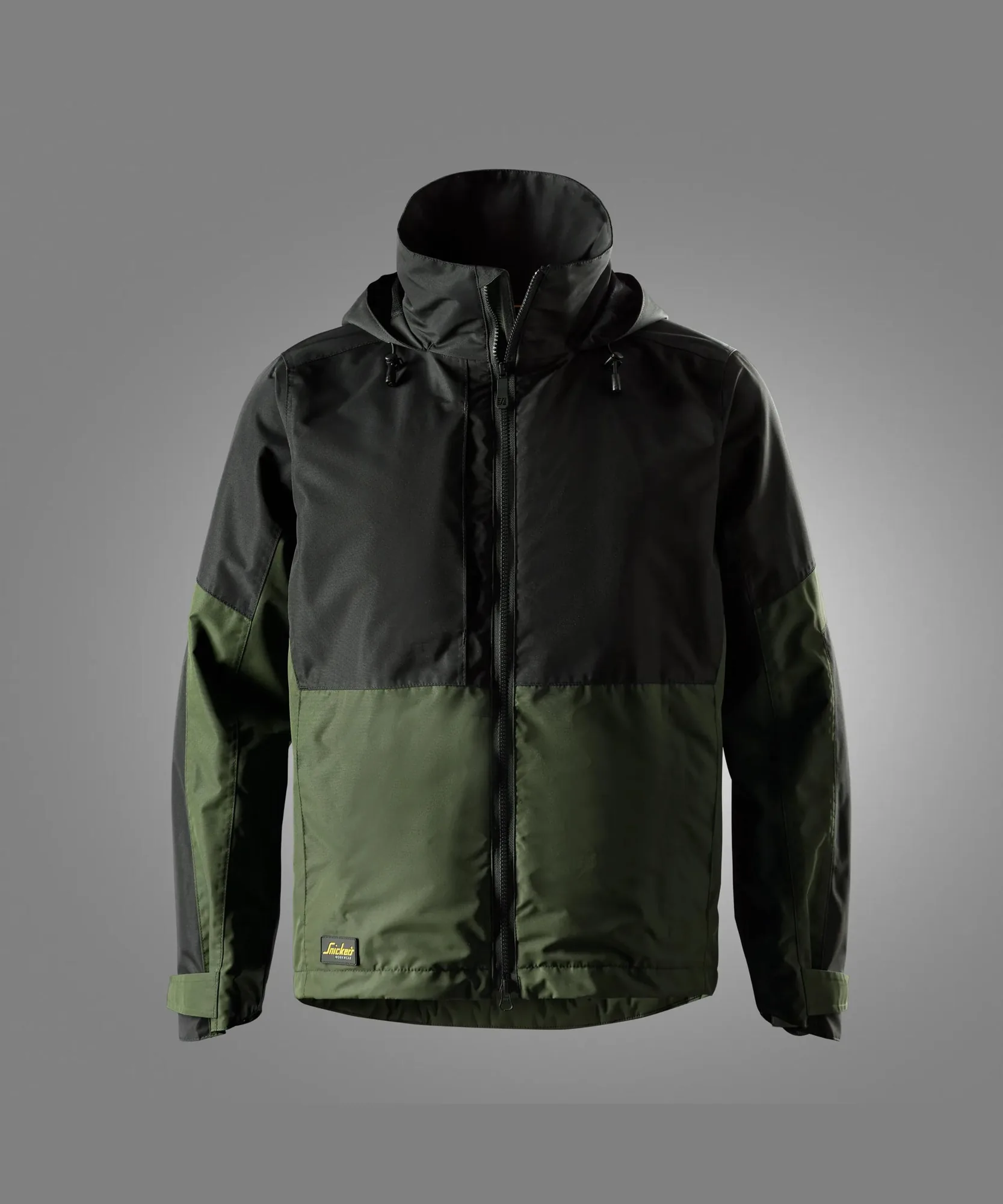 Snickers 1304 AllroundWork Waterproof Shell Jacket in Khaki Green/Black