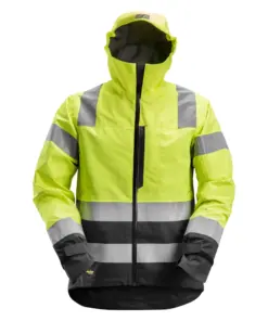 Snickers 1330 High-Vis Class 3 Waterproof Shell Jacket in High Visibility Yellow/Black