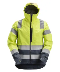 Snickers 1330 High-Vis Class 3 Waterproof Shell Jacket in High Visibility Yellow/Navy