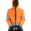 Snickers 1347 High-Vis Class 2/3 Women's Waterproof Shell Jacket in High Visibility Orange/Black