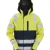 Snickers 1361 ProtecWork Waterproof Shell Jacket High-Vis Class 3 in High Visibility Yellow/Navy