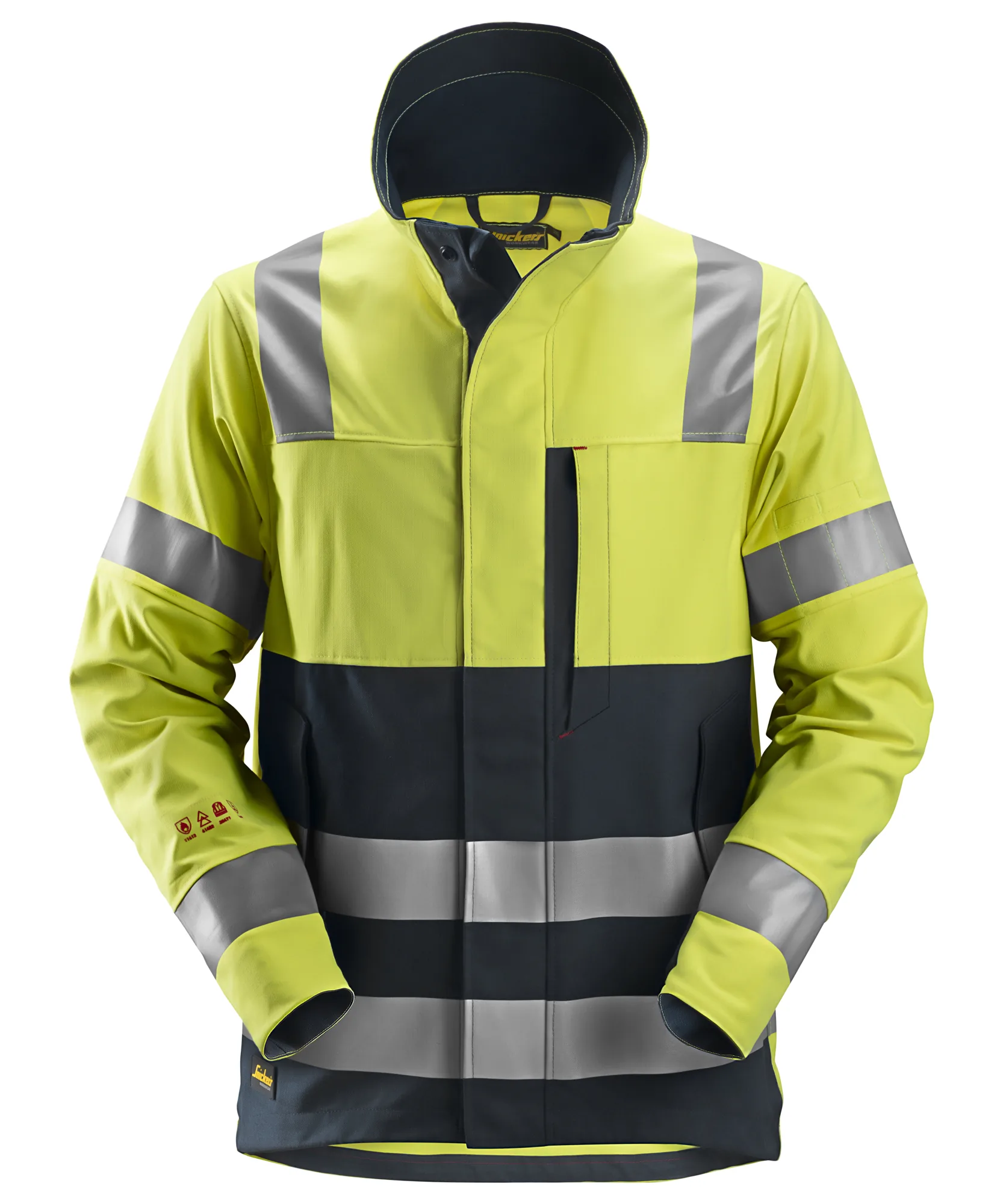 Snickers 1561 ProtecWork Jacket High-Vis Class 3 in High Visibility Yellow/Navy