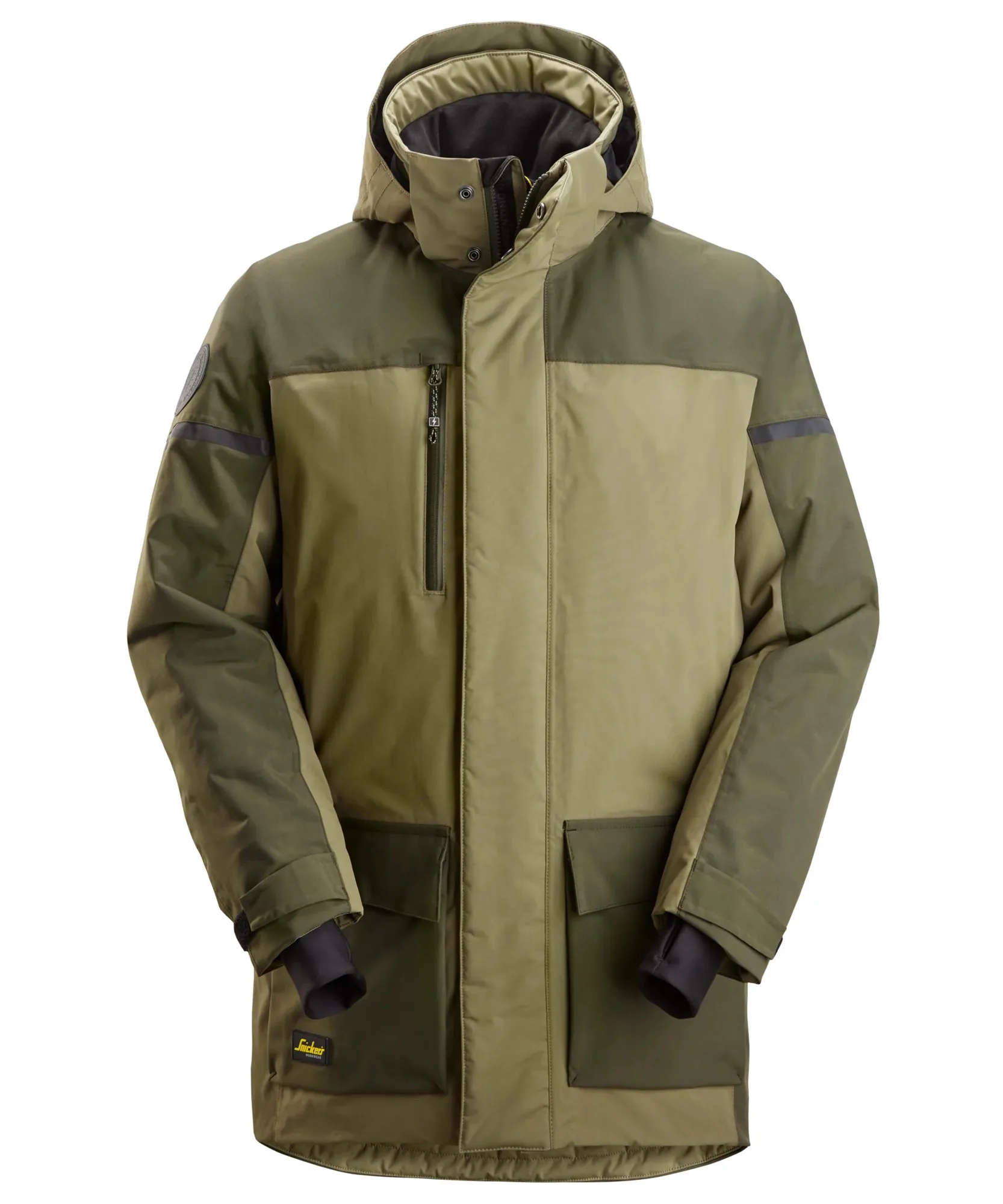 Snickers 1801 AllroundWork Waterproof Insulated Parka in Khaki Green/Dark Khaki Green