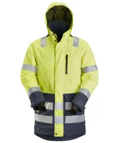 Snickers 1830 High-Vis Class 3 Waterproof Parka in High Visibility Yellow/Navy