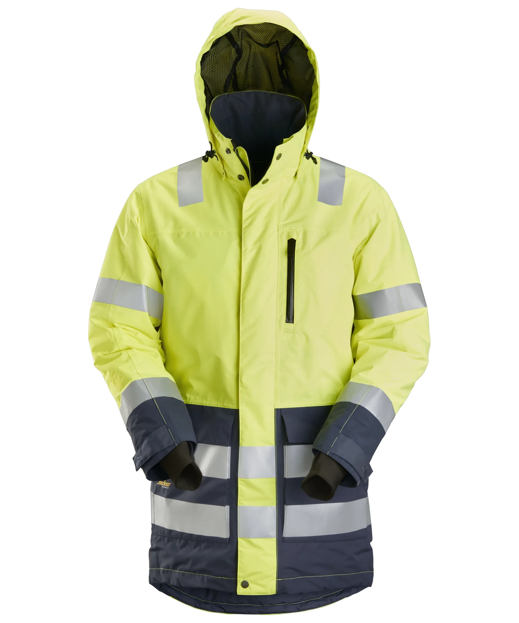 Snickers 1830 High-Vis Class 3 Waterproof Parka in High Visibility Yellow/Navy