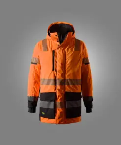 Snickers 1831 High-Vis Class 3 Waterproof Stretch Parka in High Visibility Orange/Black