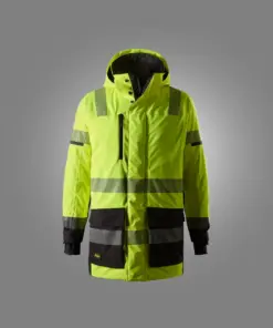 Snickers 1831 High-Vis Class 3 Waterproof Stretch Parka in High Visibility Yellow/Black