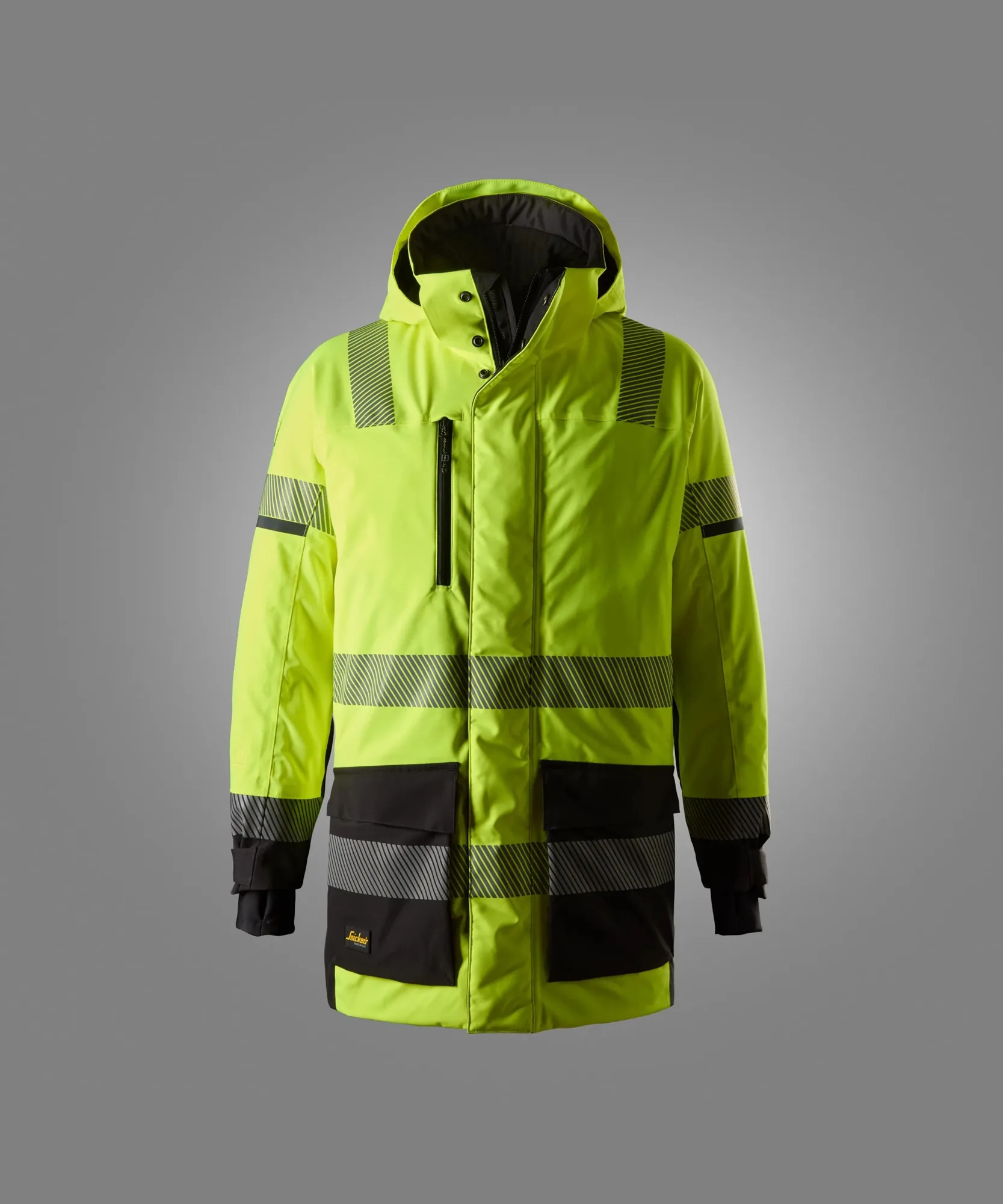 Snickers 1831 High-Vis Class 3 Waterproof Stretch Parka in High Visibility Yellow/Black