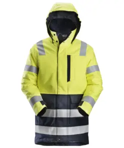 Snickers 1860 ProtecWork Insulated Parka High-Vis Class 3 in High Visibility Yellow/Navy
