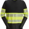 Snickers 2430 High-Vis Class 1 Long-Sleeve T-shirt in Black/High Visibility Yellow