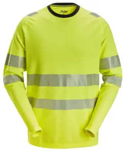 Snickers 2431 High-Vis Class 2/3 Long-Sleeve T-Shirt in High Visibility Yellow