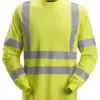 Snickers 2461 ProtecWork Long Sleeve T-Shirt High-Vis Class 3 in High Visibility Yellow