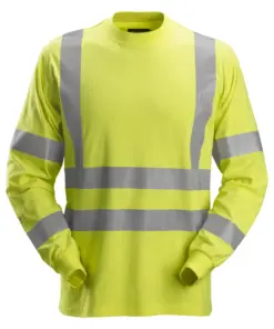 Snickers 2461 ProtecWork Long Sleeve T-Shirt High-Vis Class 3 in High Visibility Yellow